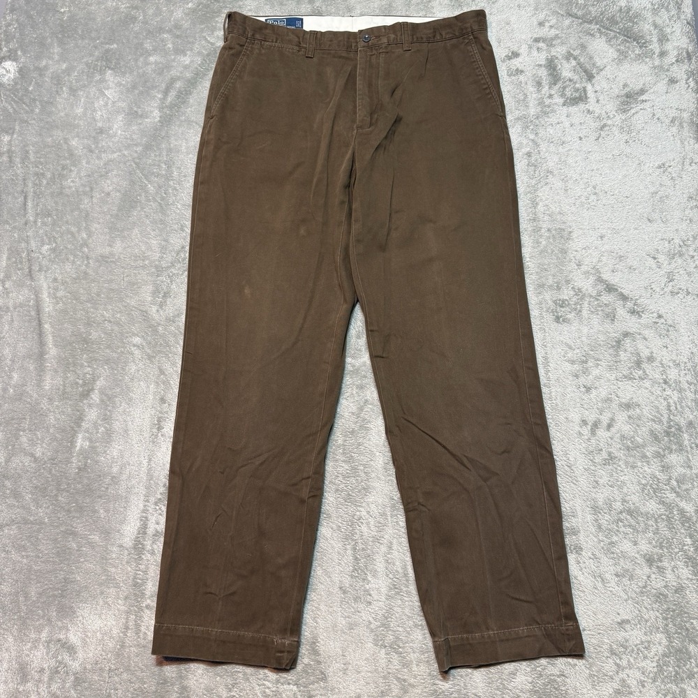 Polo Ralph Lauren Preston Pant Mens 36x32 Brown Chino Cotton Trousers 36x31 - Picture 1 of 7
